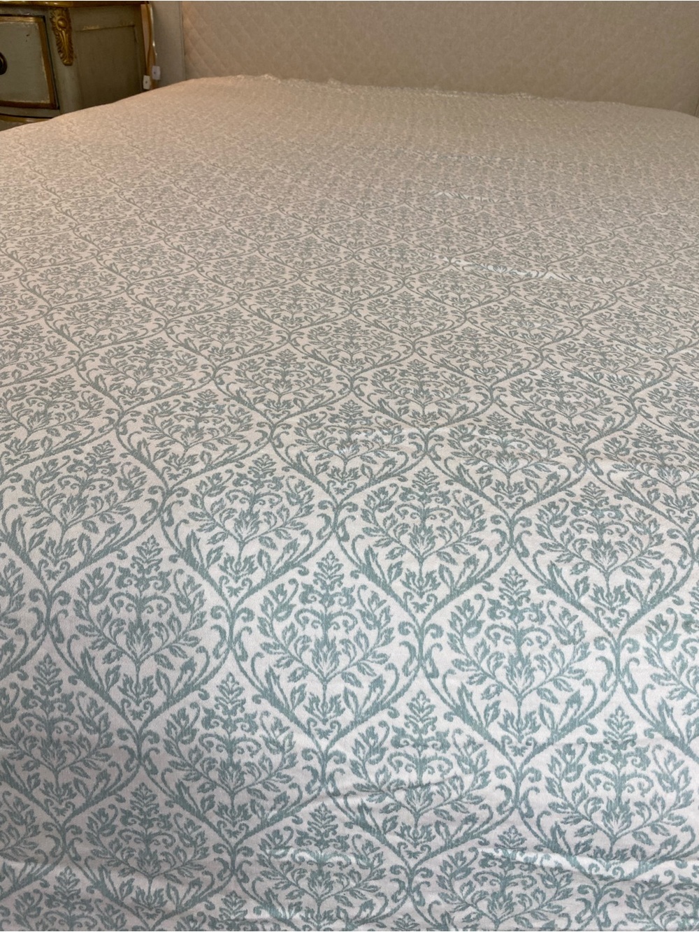 Farmhouse Shabby Chic Raymond Waites Vtg  king flat sheet blue white